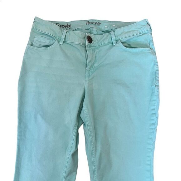 REVOLUTION By RICKIS Patel Blue Cropped Straight Leg Stretch Cropped Pant 28 - Picture 2 of 8